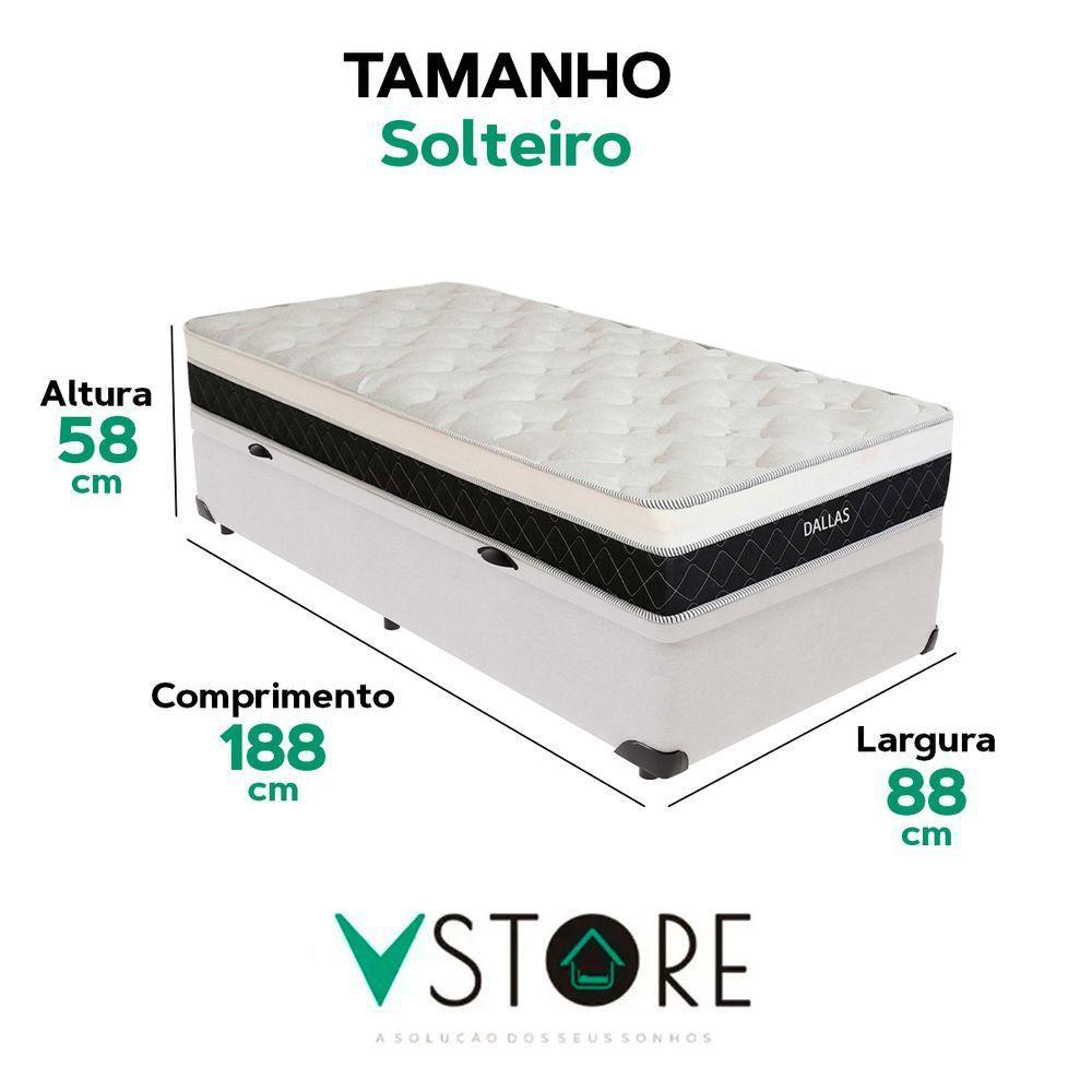 Cama Box Baú Solteiro E Colchão Dallas Molas V-store Cor:branco - 3