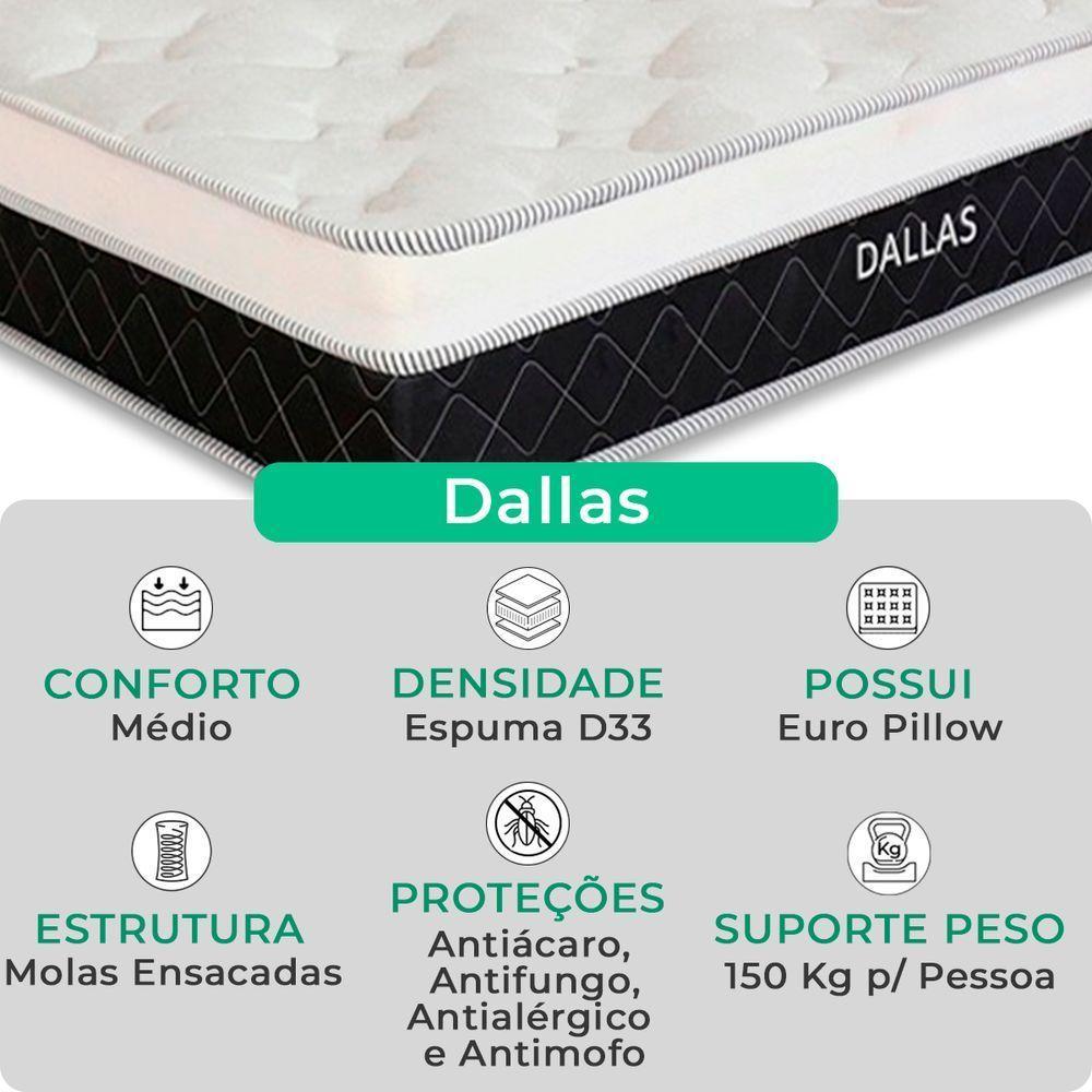 Cama Box Baú Viúvo E Colchão Dallas Molas V-store Cor:preto - 2