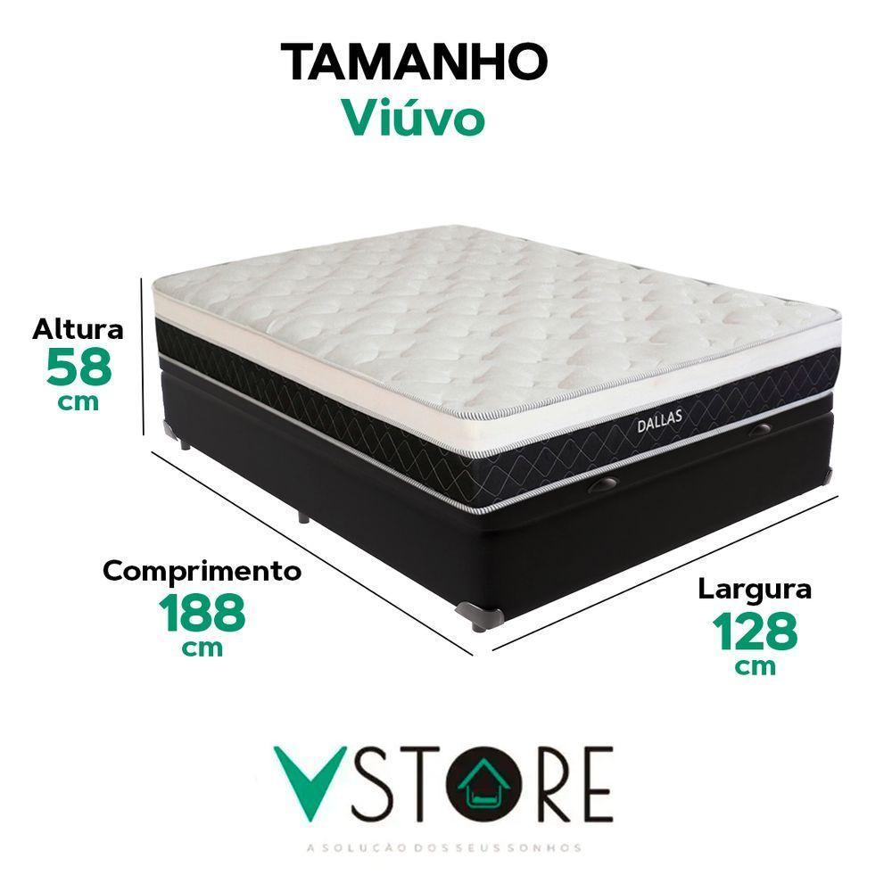 Cama Box Baú Viúvo E Colchão Dallas Molas V-store Cor:preto - 3