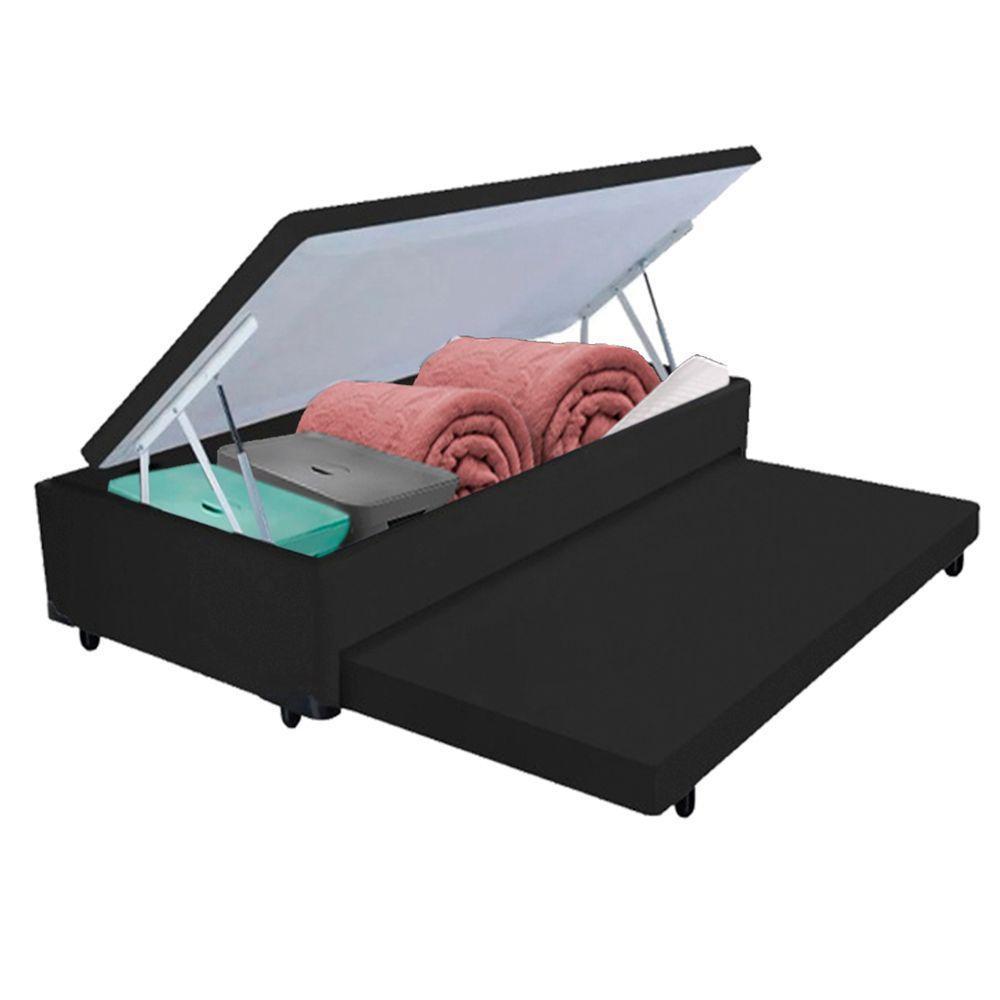 Bicama Box Com Baú Solteiro Preto 88x188x44 V-store - 1