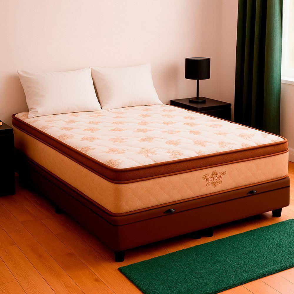 Cama Box Baú Viúvo E Colchão Four Season Molas V-store Cor:marrom - 1
