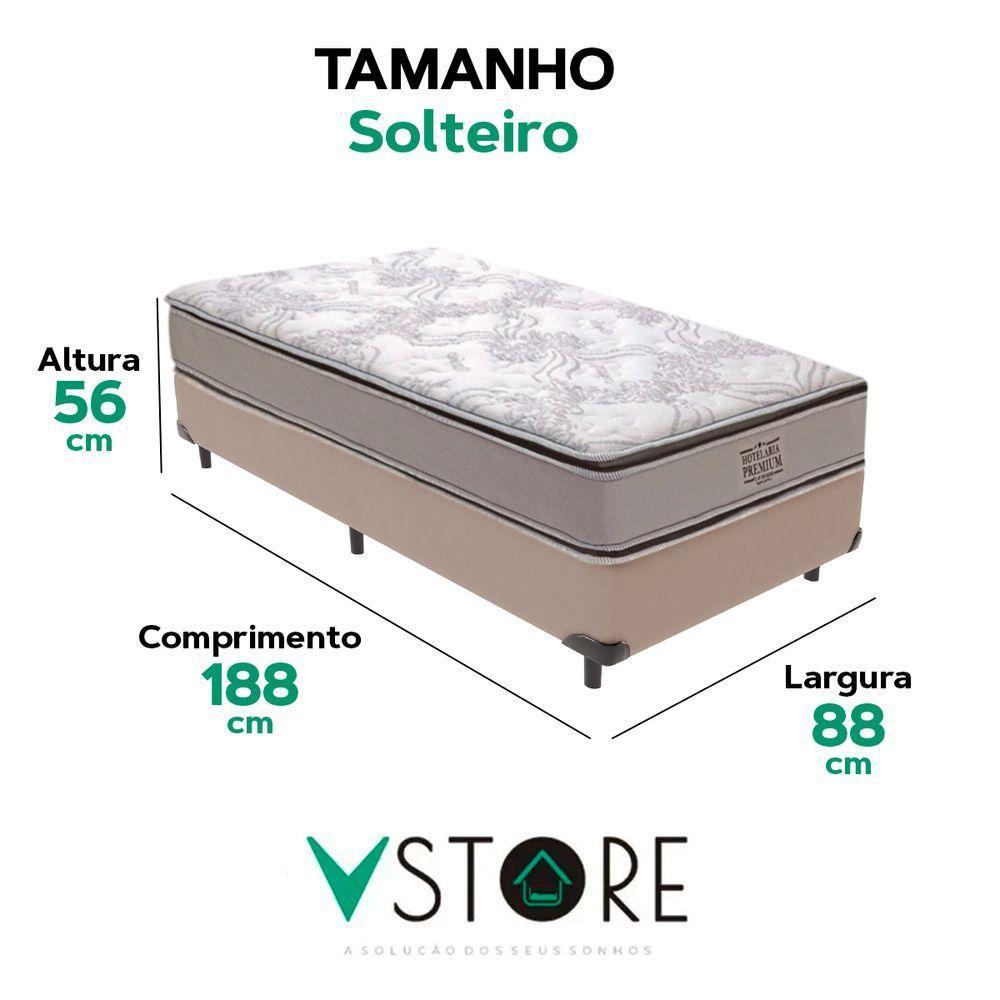 Cama Box Solteiro Bege E Colchão Four Season Molas Vstore - 3