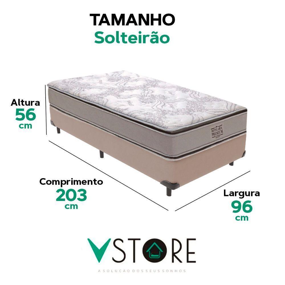Cama Box Solteirão Bege E Colchão Four Season Molas Vstore - 3