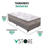 Cama Box Solteirão Cinza E Colchão Four Season Molas Vstore - 3