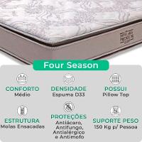 Cama Box King E Colchão Four Season Molas V-store 193x203 Cor:cinza - 2