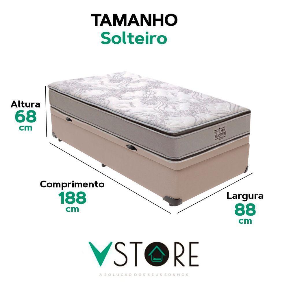 Cama Box Baú Solteiro E Colchão Four Season Molas V-store Cor:bege - 3