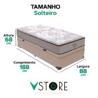 Cama Box Baú Solteiro E Colchão Four Season Molas V-store Cor:bege - 3