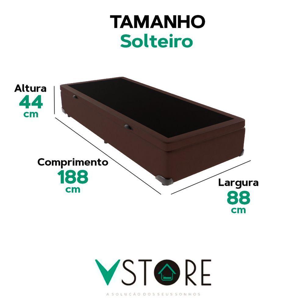 Cama Box Baú Solteiro Marrom V-store 88x188x44 - 3