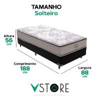 Cama Box Solteiro Preto E Colchão Four Season Molas Vstore - 3