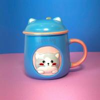 Caneca 3d Gatinho Azul Com Tampa E Colher - Charme E Alegria Para Seus Momentos - 5