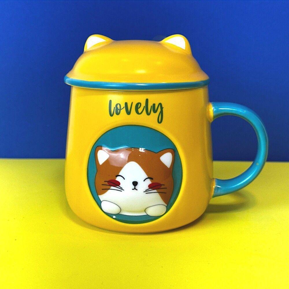 Caneca 3d De Gato Amarelo Com Tampa E Colher - A Companhia Perfeita Para Suas Bebidas! - 5