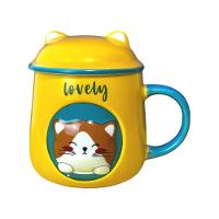 Caneca 3d De Gato Amarelo Com Tampa E Colher - A Companhia Perfeita Para Suas Bebidas! - 2