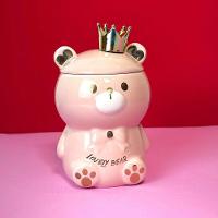 Caneca 3d Porcelana Ursinho Rosa Com Tampa E Colher – Aconchego E Diversão No Café Da Manhã - 5