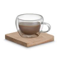 Xícaras Elegantes Em Vidro Borossilicato Com Suporte Em Bambu Para Café Espresso - 2