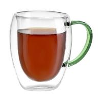 Xícara Elegante De Vidro Borossilicato Duplo 350ml Verde - Estilo E Conforto Para Suas Bebidas - 3
