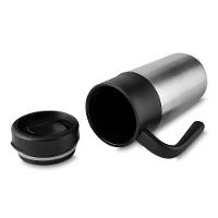 Caneca Prática De Aço Inoxidável 350ml Com Alça E Tampa Antivazamento - 2