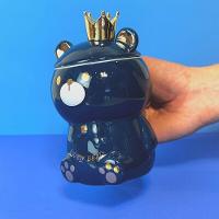 Caneca 3d De Porcelana Com Tampa E Colher - Estilo Ursinho Azul Para Bebidas Quentes - 2