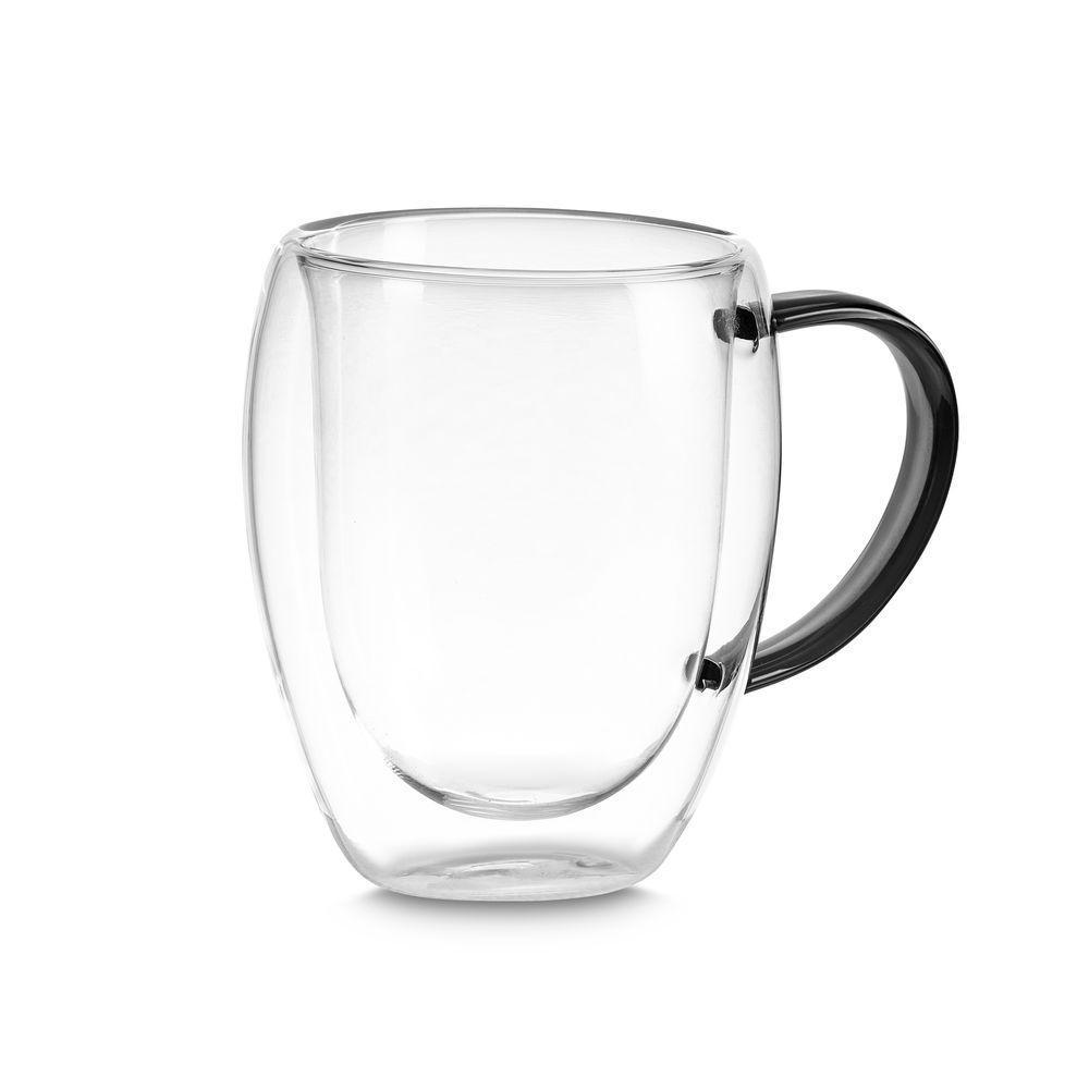 Xícara Elegante Em Vidro Borossilicato Com Parede Dupla - 350ml Preta Para Bebidas Quentes E Frias - 1
