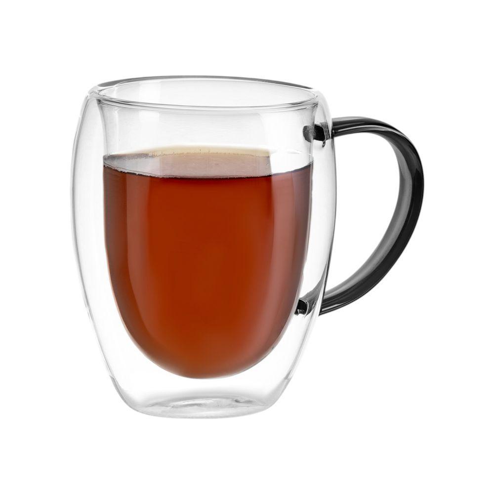 Xícara Elegante Em Vidro Borossilicato Com Parede Dupla - 350ml Preta Para Bebidas Quentes E Frias - 3