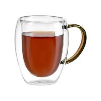 Conjunto Elegante De 2 Xícaras Em Vidro Borossilicato Com Parede Dupla 350ml - Marrom