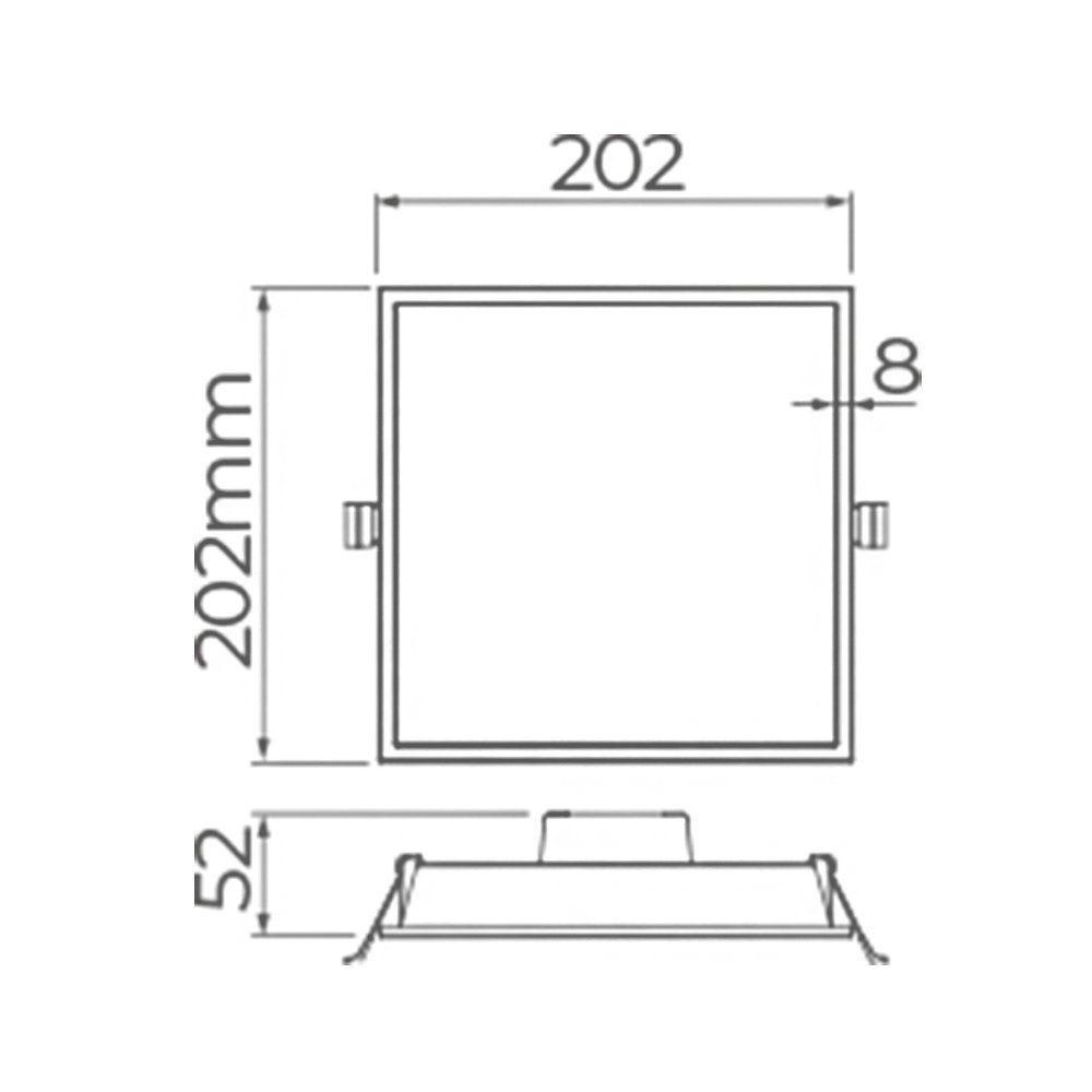 Painel De Led Embutir Stella Edge Quadrado 20x20cm 14w Branco - 4000k - Luz Neutra - 4