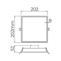 Painel De Led Embutir Stella Edge Quadrado 20x20cm 14w Branco - 4000k - Luz Neutra - 4
