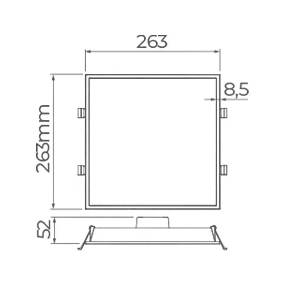 Painel De Led Embutir Stella Edge Quadrado 26x26cm 20w Branco - 4000k - Luz Neutra - 4