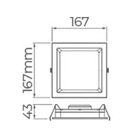 Painel De Led Embutir Stella Deep Quadrado 16x16cm Recuado 12w Branco - 5000k - Luz Neutra - 3