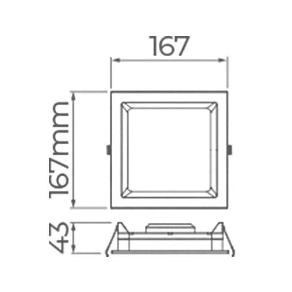 Painel De Led Embutir Stella Deep Quadrado 16x16cm Recuado 12w Preto - 4000k - Luz Neutra - 3