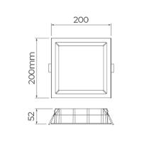 Painel De Led Embutir Stella S.deep Quadrado 20x20cm Super-recuado Dimerizável 10w Alto Irc93 - Preto 4000k Luz Neutra - 2