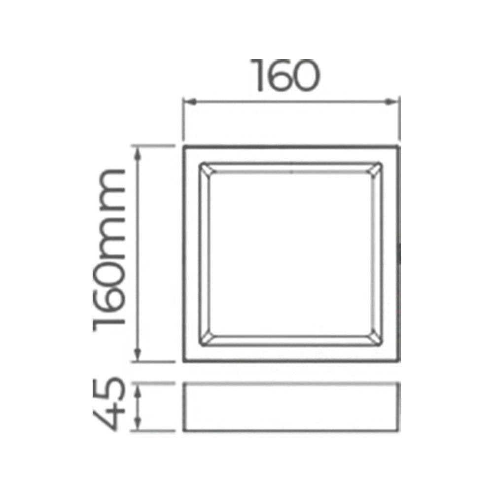 Painel De Led Sobrepor Stella Deep Quadrado 16x16cm Recuado 12w Branco - 4000k - Luz Neutra - 3