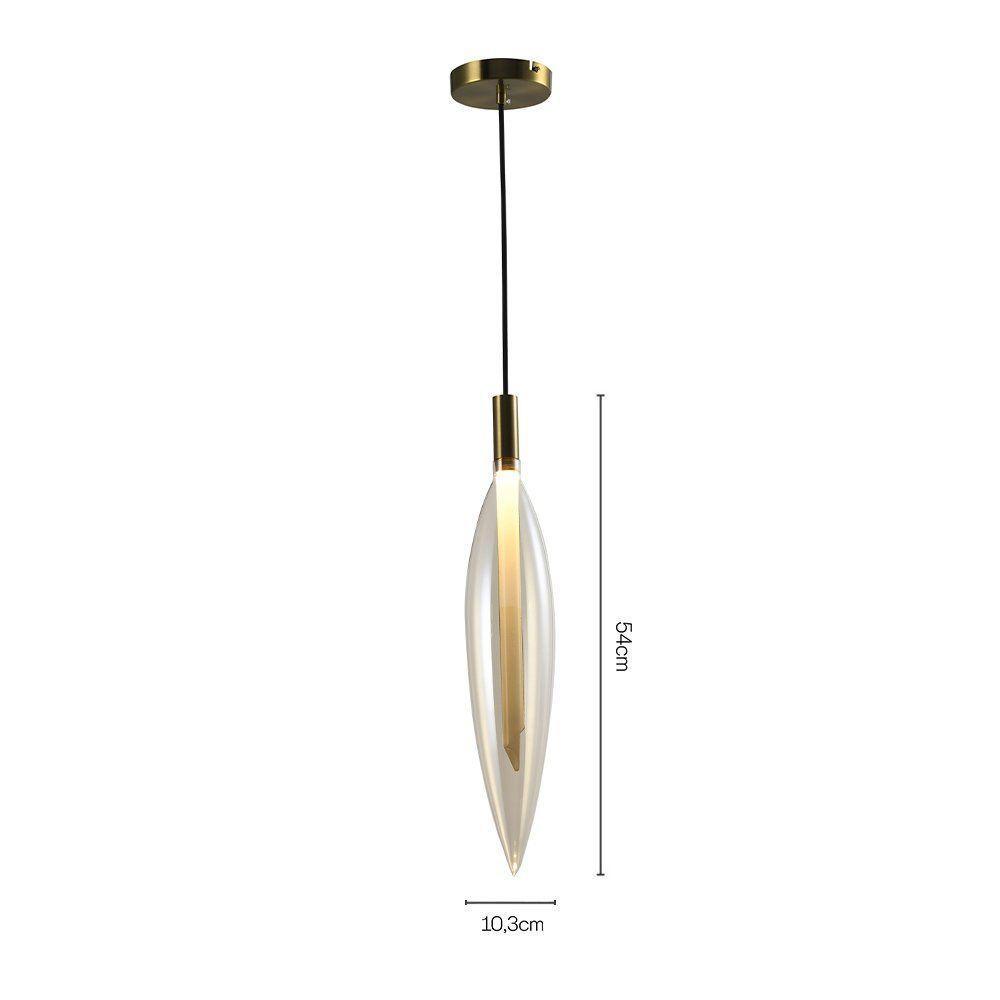 Lustre Pendente Skylight Pencil 4097 54cm Led Bivolt Dourado E Transparente - 4
