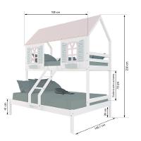 Beliche Casal/ Solteiro Casinha Bela - Madeira Maciça Branco/rosa/verde Housin - 3