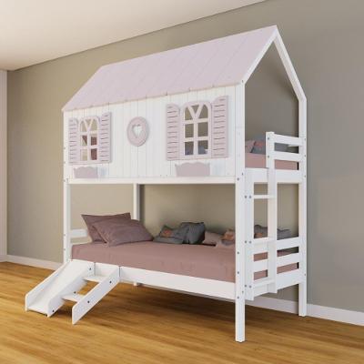 Beliche Casinha Bela Com Coração Kit Escada/escorregador - Madeira Maciça Branco/rosa Housin