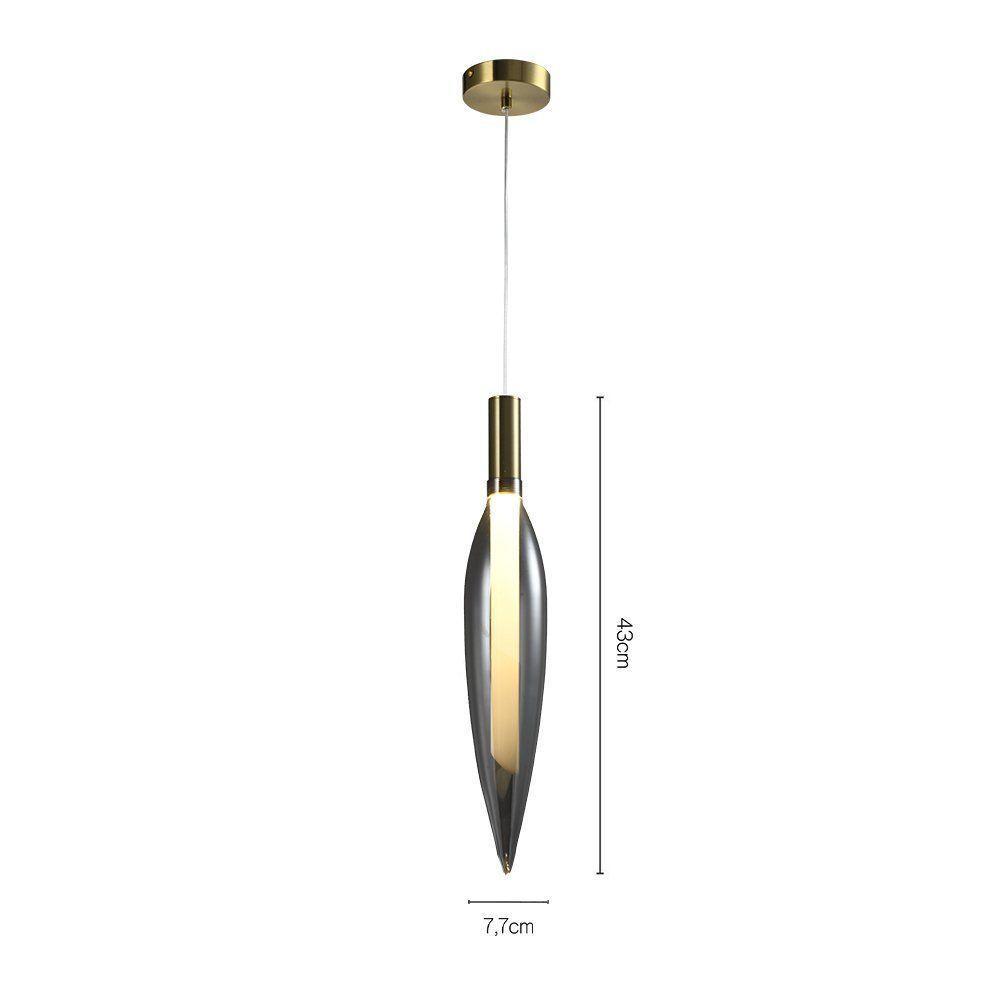 Lustre Pendente Skylight Pencil 4096 43cm Led Bivolt Dourado E Fumê - 4
