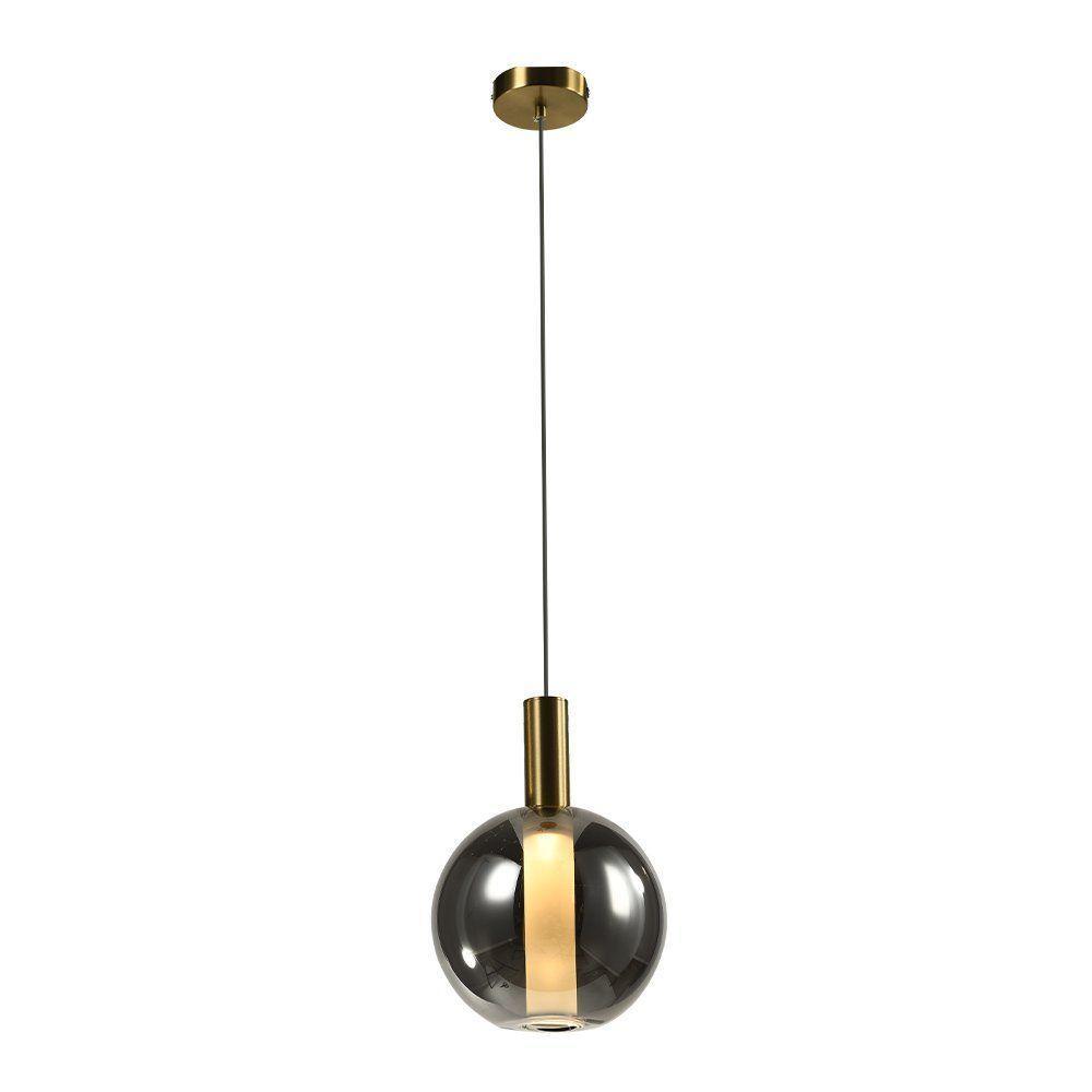 Lustre Pendente Skylight Spia 4089 21cm Led Bivolt Dourado E Fumê - 3