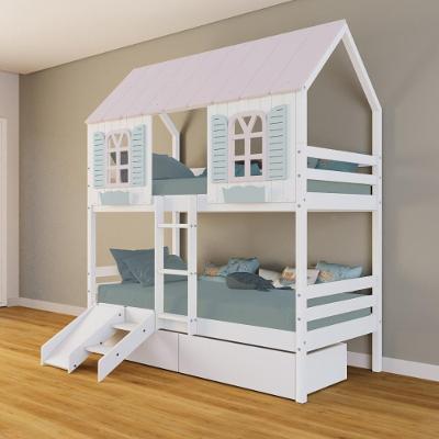 Beliche Casinha Bela Com 2 Gavetas Kit Escada/escorregador - Madeira Maciça Branco/rosa/verde Housin