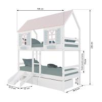 Beliche Casinha Bela Com 2 Gavetas Kit Escada/escorregador - Madeira Maciça Branco/rosa/verde Housin - 3