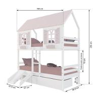 Beliche Casinha Bela Com 2 Gavetas Kit Escada/escorregador - Madeira Maciça Branco/rosa Housin - 3