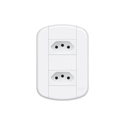 Tomada Dupla Fame Blanc+ 2p+t 10a Com Placa 4x2 Branca