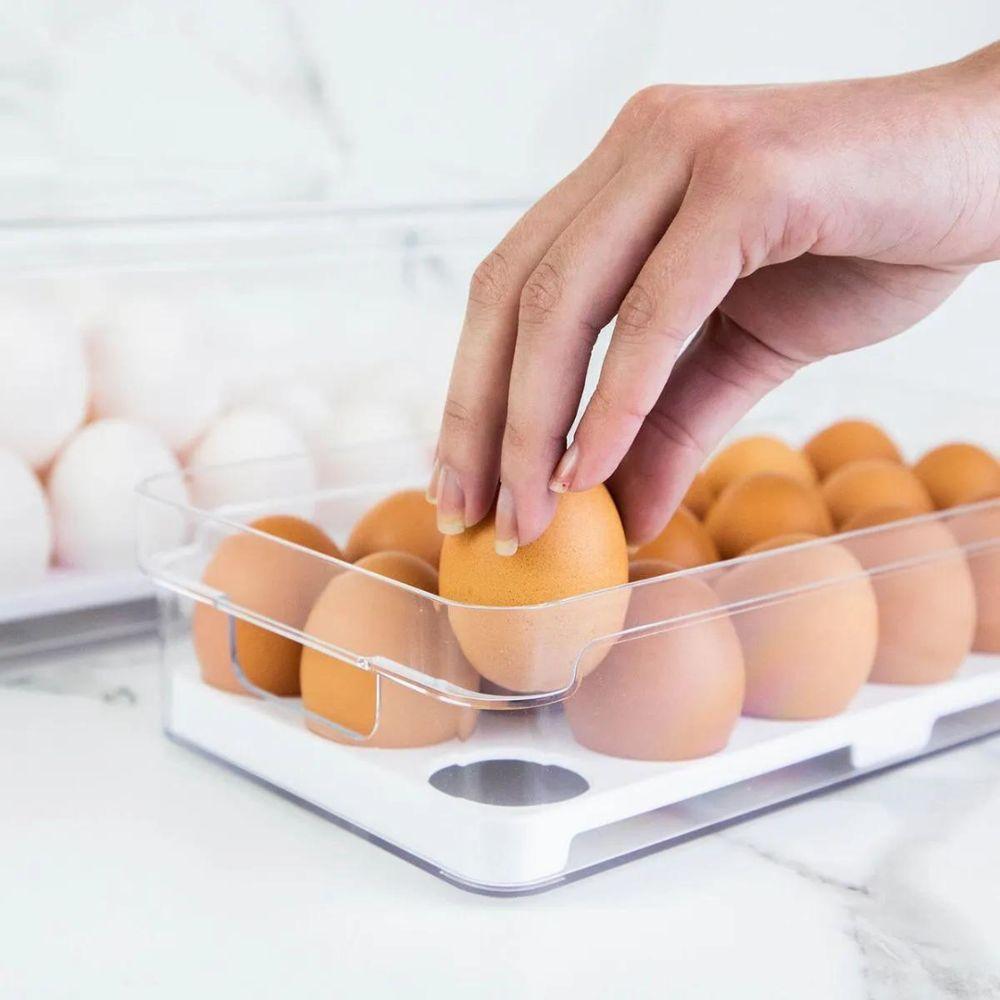 Porta Ovos Organizador Transparente Com Tampa - Armazena 18 Ovos Com Estilo - 1