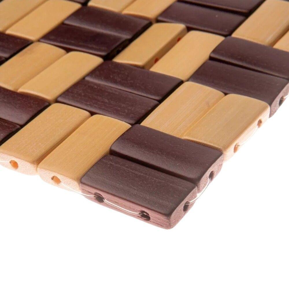 Protetor De Mesa Em Bambu Xadrez 16x16cm ? Elegância E Resistência Na Sua Cozinha - 2