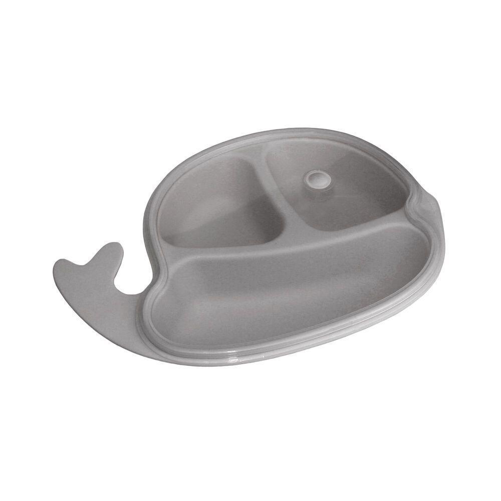 Prato Dividido Infantil Baleia Cinza - Design Fofo E Prático Para Refeições Do Seu Bebê - 2