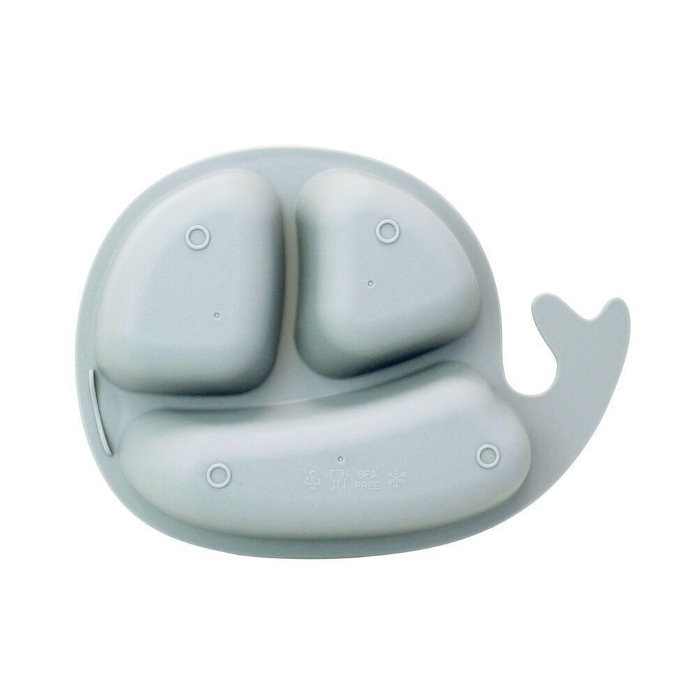 Prato Dividido Infantil Baleia Cinza - Design Fofo E Prático Para Refeições Do Seu Bebê - 4