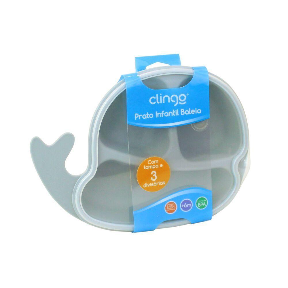 Prato Dividido Infantil Baleia Cinza - Design Fofo E Prático Para Refeições Do Seu Bebê - 5