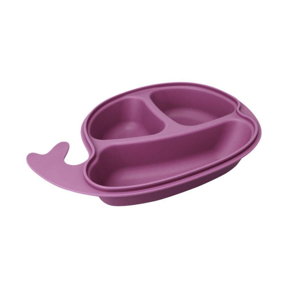 Prato Divertido Baleia Rosa Com Divisórias E Tampa Para Refeições Infantis - 4