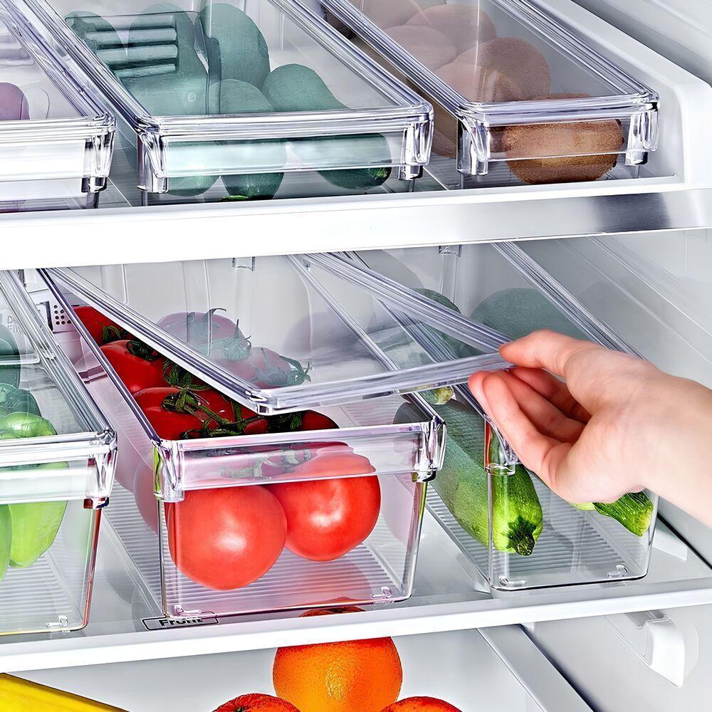 Organizador Transparente Grande Com Tampa Para Refrigerador - Praticidade E Organização - 2