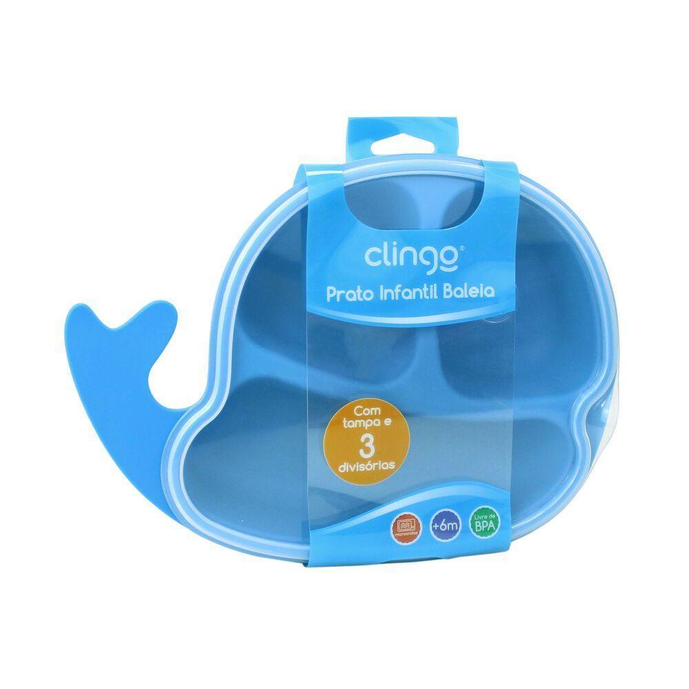 Prato Divertido Azul Em Forma De Baleia Com Divisórias Para Alimentos Infantil - 2