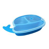 Prato Divertido Azul Em Forma De Baleia Com Divisórias Para Alimentos Infantil