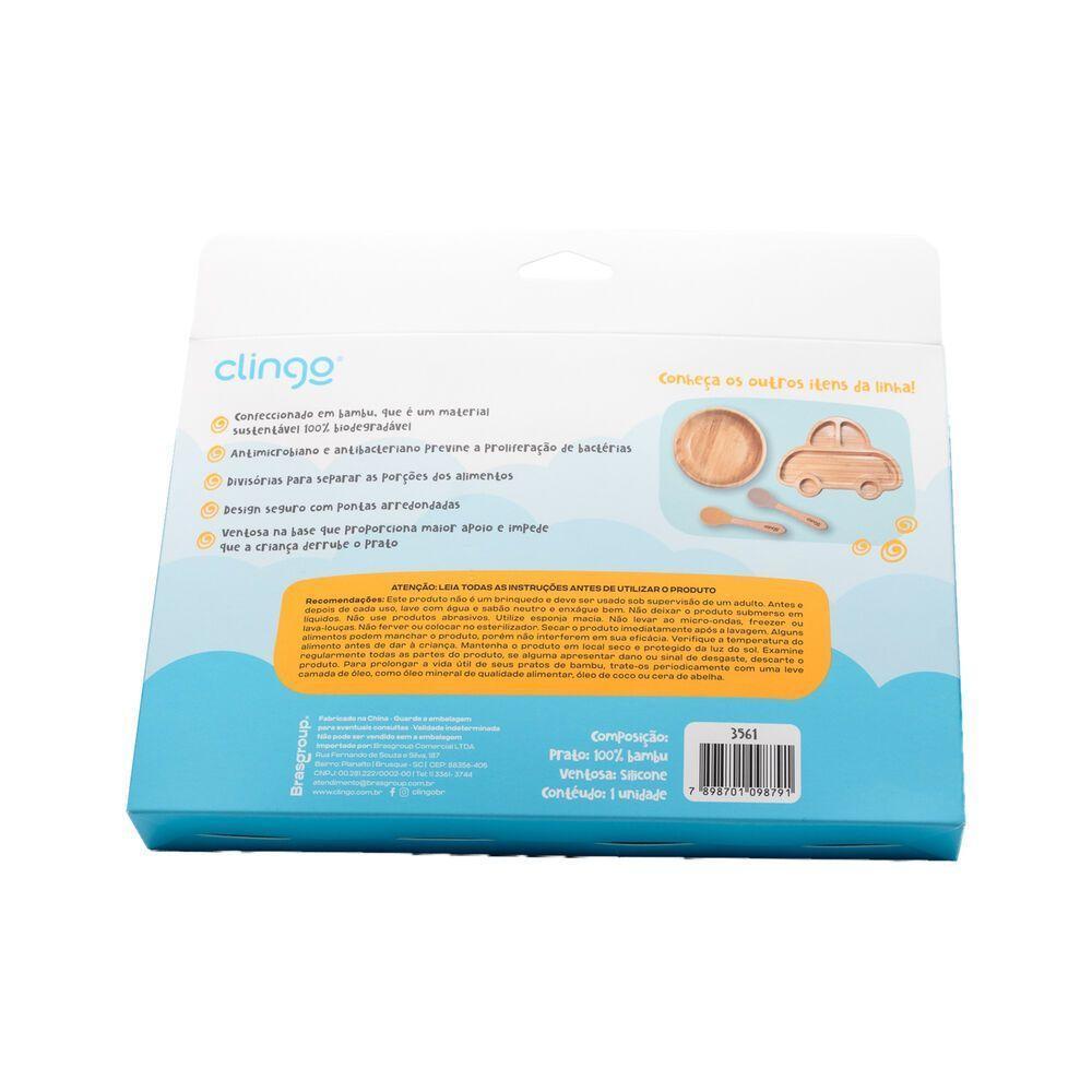 Prato Divertido De Bambu Com Ventosa E Divisórias - Refeições Seguras Para Crianças - 2